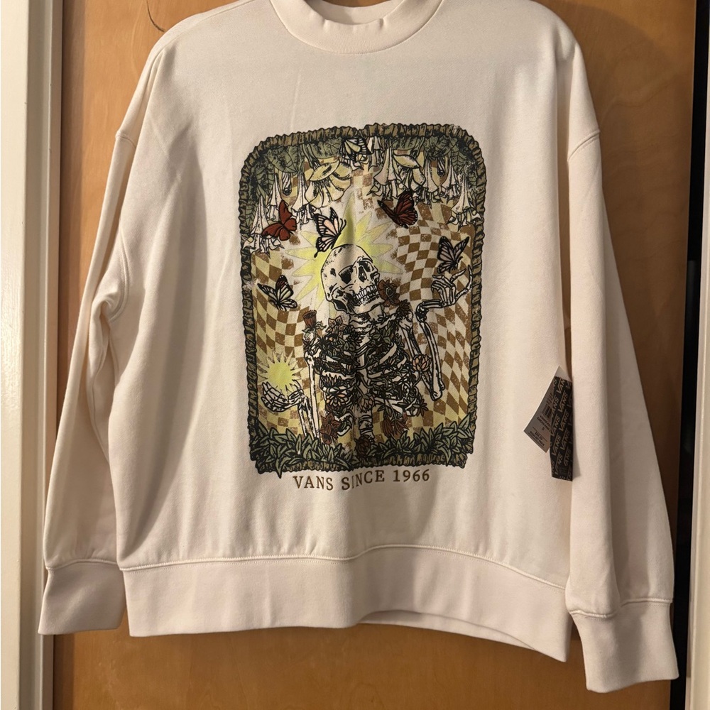 Vans White Graphic women’s Crewneck Sweater